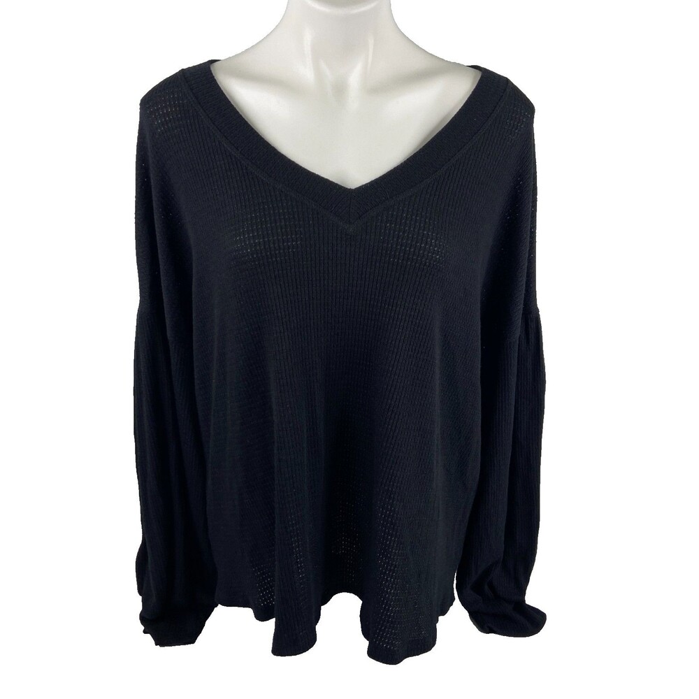 Andree Women 1X Black Sweater Long Sleeve Lightweight Casual NWT